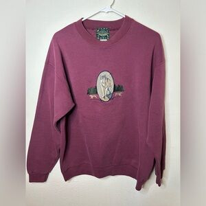 Camp David Wild Life Wolf Embroidered Crew Neck Sweater